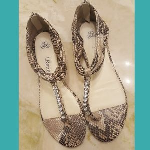 Snake Print Rhinestone Sandals